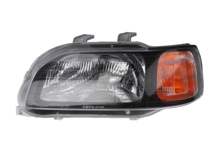 Far Stanga (H4, electric, fara motoras, culoare insert: cromat negru, culoare semnalizator: transparent) potrivit HONDA CIVIC VI -02.01