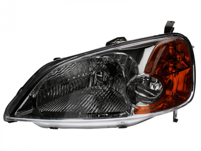 Far stanga (H4, electric, manual, fundal cromat, fundal portocaliu) HONDA CIVIC 2001-2003