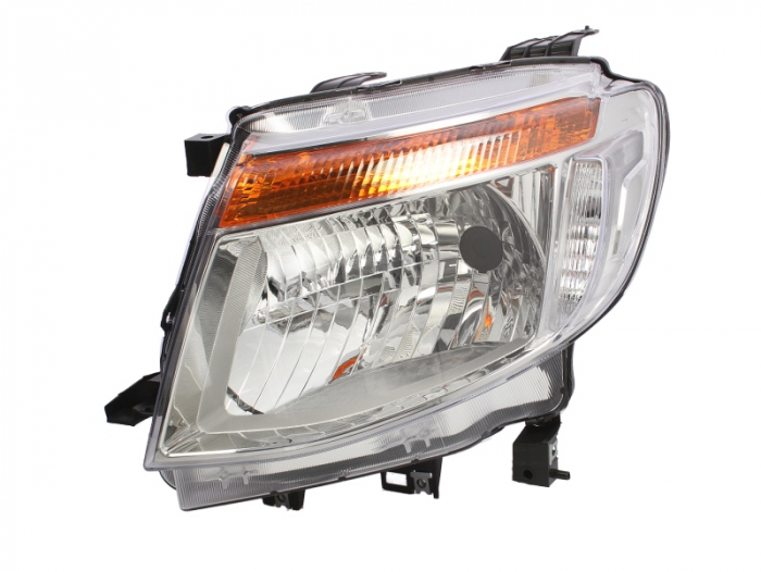 Far Stanga (H4, fara motoras, culoare insert: cromat, culoare semnalizator: galben) potrivit FORD RANGER