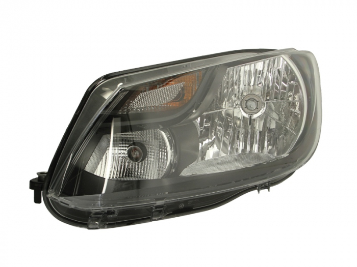 Far stanga (H4 P21W PY21W, reglaj electric, cu motoras, fundal negru, fundal transparent) VW CADDY III