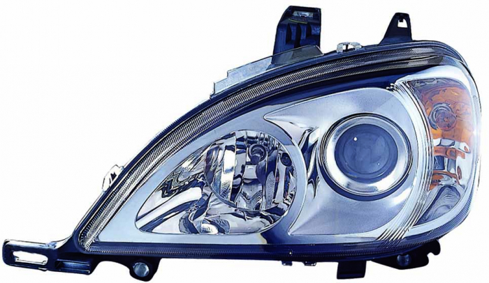 Far stanga H7, electric, cu motoras,interior crom, semnalizator transparent MERCEDES Clasa M ML W163 intre 1998-2001