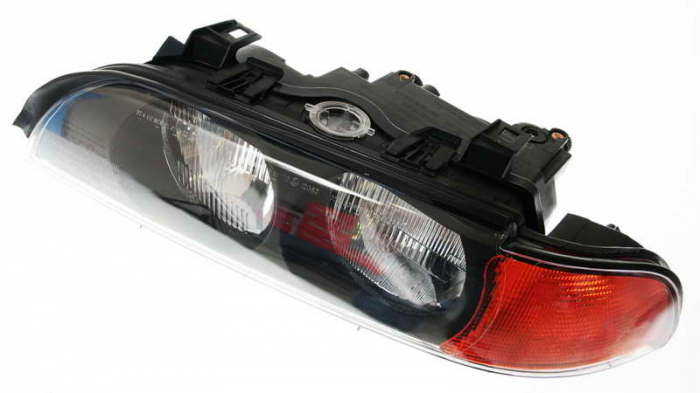 Far Stanga (H7 HB3, electric, cu motor, culoare insert: negru, culoare semnalizator: galben) potrivit BMW 5 (E39)