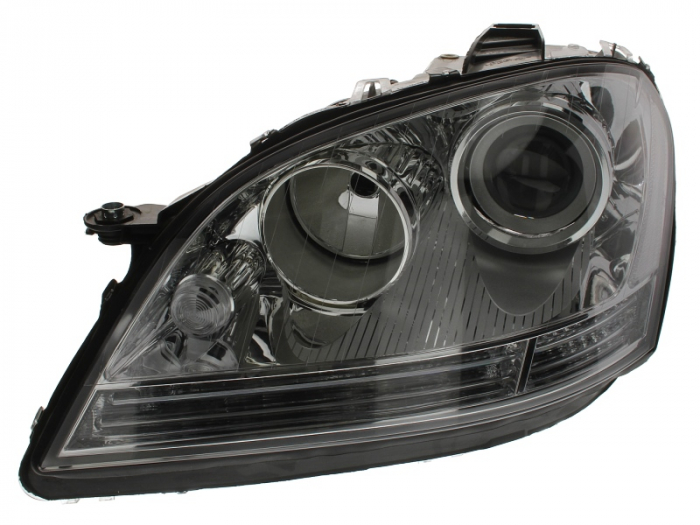 Far stanga (H7, reglaj electric, cu motoras, fundal cromat, fundal transparent) MERCEDES Clasa M 2005-2011