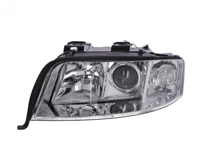 Far stanga (H7, reglaj electric, fundal cromat, fundal transparent) AUDI A6 2001-2005