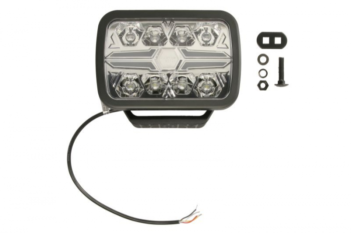 Far universal stanga dreapta (dreptunghiular, BLADE, LED, 12 24V, 36W, latime 222mm, inaltime 153mm, adancime: 58mm, transparent, aluminiu, negru, lumini pozitie, lungime cablu: 500mm)