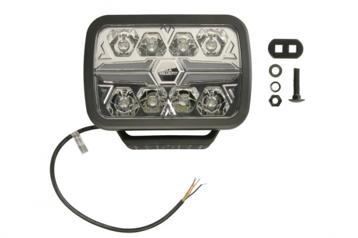 Far universal stanga dreapta (dreptunghiular, BLADE, LED, 12 24V, 36W, latime 222mm, inaltime 153mm, adancime: 58mm, transparent, aluminiu, negru, lumini pozitie, lungime cablu: 500mm)