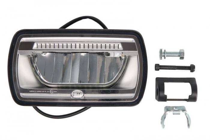 Far universal stanga dreapta (dreptunghiular, JUMBO, LED, 12 24V, 1,3; 2,7; 8W, latime 238mm, inaltime 132mm, adancime: 113mm, aluminiu, negru, lumini pozitie, lungime cablu: 800mm, standing fitting)