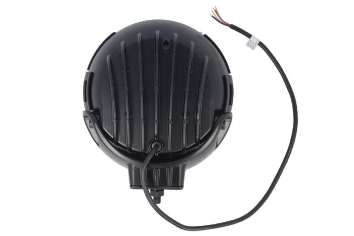 Far universal stanga/dreapta (faza lunga, FERVOR 180, LED, 12/24V, 3; 27W, inaltime 202mm, diametru 180mm, adancime: 69mm, transparent, metal/plastic, negru, lumini pozitie, lungime cablu: 500mm, [2]