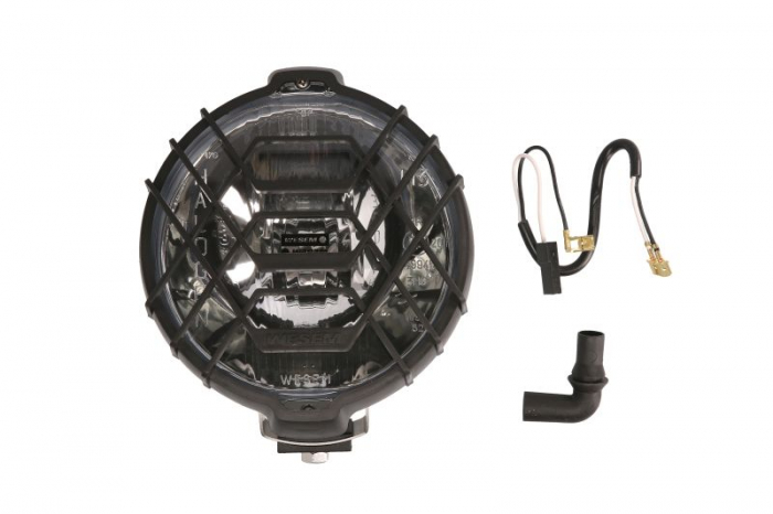 Far universal stanga dreapta (faza lunga, H3, 12 24V, diametru 152mm, alb, metal, crom, lungime cablu: 150mm)