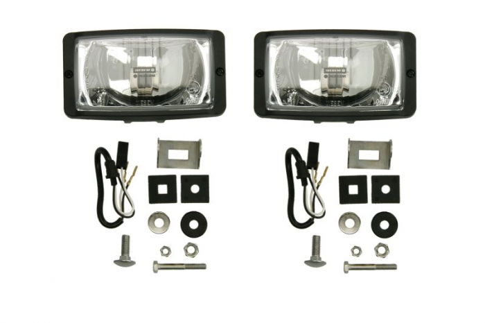 Far universal stanga dreapta (faza lunga, H3, latime 139mm, inaltime 79,8mm, transparent, plastic, negru)