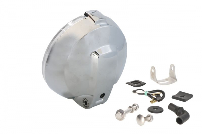 Far universal stanga/dreapta (faza lunga, H3/LED, 24V, diametru 183mm, alb, plastic, crom, lumini pozitie, lungime cablu: 150mm) [2]