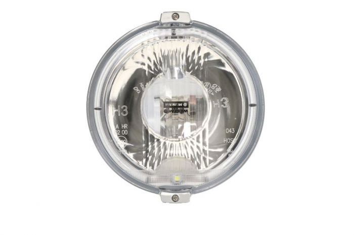 Far universal stanga dreapta (faza lunga, H3 LED, 24V, diametru 183mm, alb, plastic, crom, lumini pozitie, lungime cablu: 150mm)