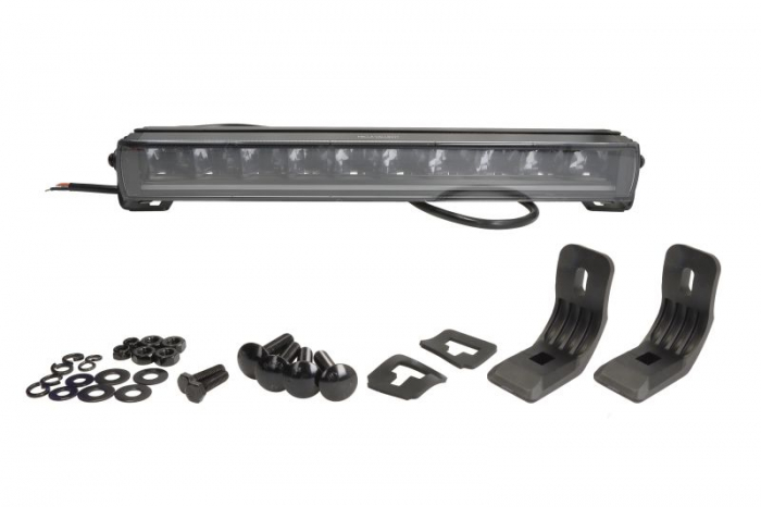 Far universal stanga dreapta (faza lunga, LBE 2 Lightbar, LED, 12 24V, latime 493 522mm, inaltime 57mm, adancime: 72mm, alb, aluminiu, negru, lumini pozitie, lungime cablu: 1000mm)