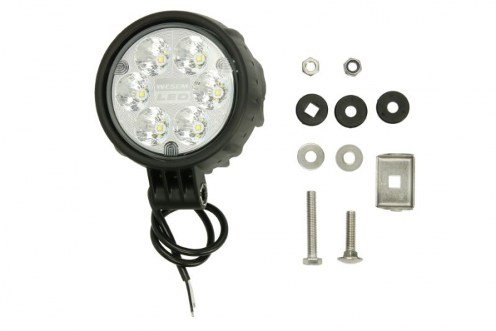 Far universal stanga dreapta (faza lunga, LED, 12 24V, diametru 116mm, adancime: 72mm, transparent, aluminiu, negru, lungime cablu: 500mm)