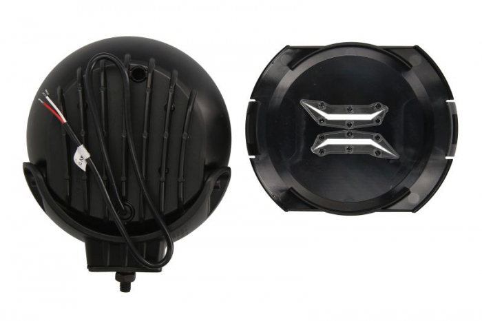 Far universal stanga/dreapta (faza lunga, LED, 12/24V, diametru 180mm, adancime: 67mm, transparent, aluminiu, negru, lumini pozitie) [2]