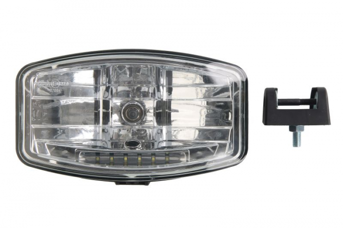 Far universal stanga dreapta (H7 LED, 24V, latime 245mm, inaltime 147mm, transparent, plastic, negru, lumini pozitie)