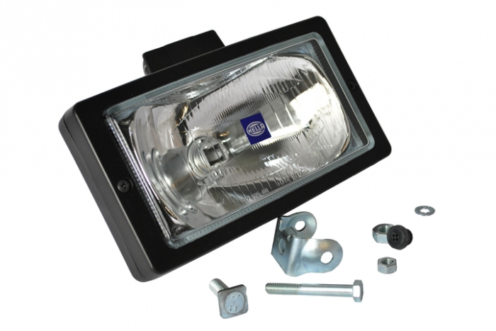 Farul universal Dreapta Stanga (dreptunghiular, H3, 12 24V, latime 242mm, inaltime 133mm, adancime: 89mm, alb, plastic, negru)
