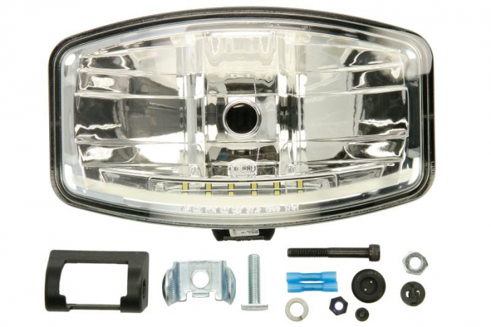 Farul universal Dreapta Stanga (dreptunghiular, H7 LED, 12 24V, latime 247mm, inaltime 141mm, adancime: 124mm, transparent, plastic, negru, Lampi de pozitie)