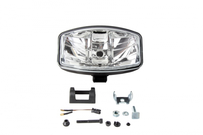 Farul universal Dreapta Stanga (dreptunghiular, H7 W5W, 12 24V, latime 247mm, inaltime 141mm, adancime: 109mm, transparent, plastic, negru, Lampi de pozitie)