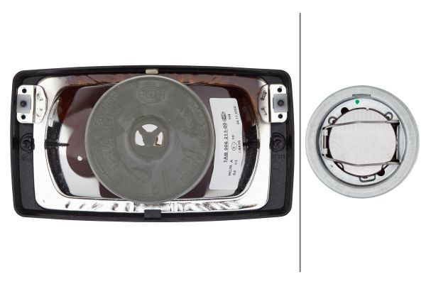 Farul universal Dreapta/Stanga potrivit FENDT 200, 300, 500 dupa 1974 (H4, 12V, latime 182mm, inaltime 102mm, adancime: 94mm, transparent, plastic, negru) 12V [2]