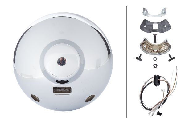 Farul universal Dreapta/Stanga (rotund, Luminator Chromium Celis, H1, 12/24V, latime 222mm, inaltime 222mm, diametru 224,4mm, adancime: 130mm, transparent, metal, crom, Lampi de pozitie, lungime cablu [3]
