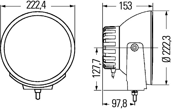 Farul universal Dreapta/Stanga (rotund, Luminator Xenon, D1S, 24V, latime 222mm, inaltime 222mm, diametru 224,4mm, adancime: 153mm, transparent, aluminiu, negru, lungime cablu: 1950mm) [3]