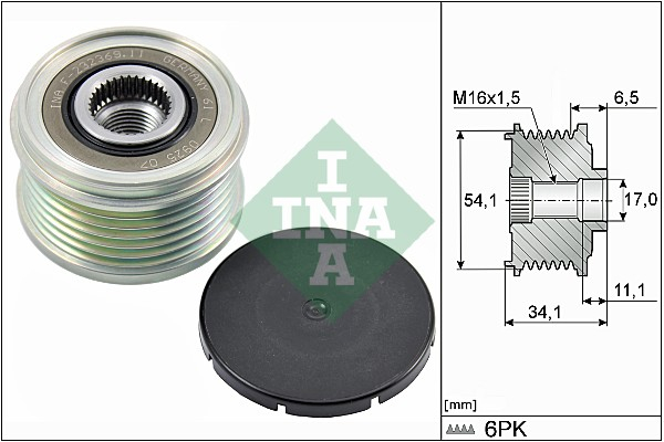 Fulie alternator CITROEN BERLINGO, BERLINGO MULTISPACE, C2, C3 I, C3 II, C3 PICASSO, C3 PLURIEL, C4, C4 GRAND PICASSO I, C4 I, C4 II, C4 PICASSO I, C5 I, C5 II, C5 III, C8 1.4D-2.2D dupa 1996