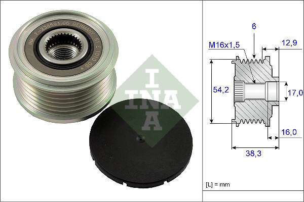 Fulie alternator CITROEN BERLINGO, BERLINGO MULTISPACE, C2, C3 I, C3 PICASSO, C3 PLURIEL, C4, C4 I, C4 PICASSO I, C5 I, C5 II, C5 III, C8, JUMPER, JUMPY, XSARA PICASSO 1.4D-2.2D dupa 1996