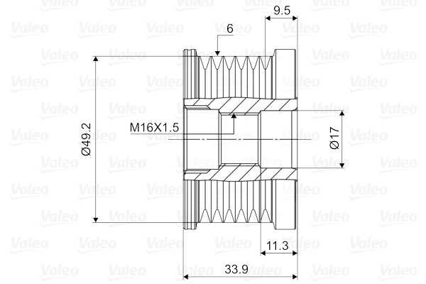 Fulie alternator potrivit BMW 1 (E81), 1 (E82), 1 (E87), 1 (E88), 3 (E46), 3 (E90), 3 (E91), 3 (E92), 3 (E93), 5 (E60), X1 (E84), Z4 (E85) 1.6/1.8/2.0 04.00-06.15 [4]