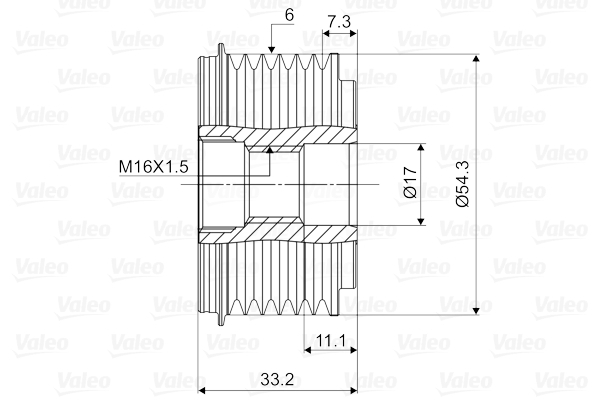Fulie alternator potrivit CITROEN BERLINGO, BERLINGO/MINIVAN, BX, C5 I, C5 II, C8, EVASION, JUMPER I, JUMPY I, XANTIA, XANTIA/KOMBI, XSARA, XSARA PICASSO, XSARA/HATCHBACK 1.4D-3.0D 01.71- [4]
