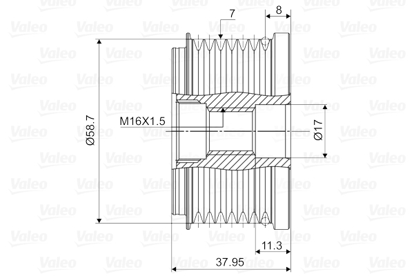 Fulie alternator potrivit FORD RANGER, TRANSIT, TRANSIT TOURNEO; LAND ROVER DEFENDER; MAZDA BT-50; TOYOTA HILUX VI, HILUX VII, HILUX VIII 2.2D-3.2D dupa 2001 [4]