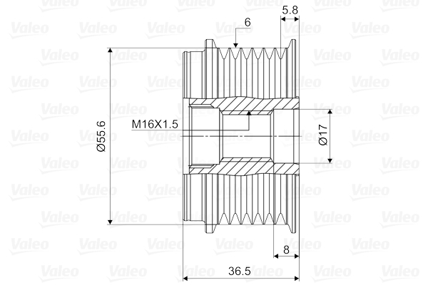 Fulie alternator potrivit MERCEDES A (W169), B SPORTS TOURER (W245), C T-MODEL (S204), C (W204), V (638/2), VITO (W638); CHEVROLET AVEO, CAPTIVA, EPICA, LACETTI, NUBIRA 1.3D-2.3D 02.96- [4]