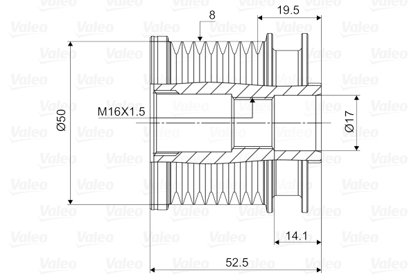 Fulie alternator potrivit MERCEDES C T-MODEL (S203), C T-MODEL (S204), C (W203), C (W204), CLK (A209), CLK (C209), E T-MODEL (S211), E (W211), G (W463), GL (X164), M (W164) 2.1D-4.0D 06.04- [4]