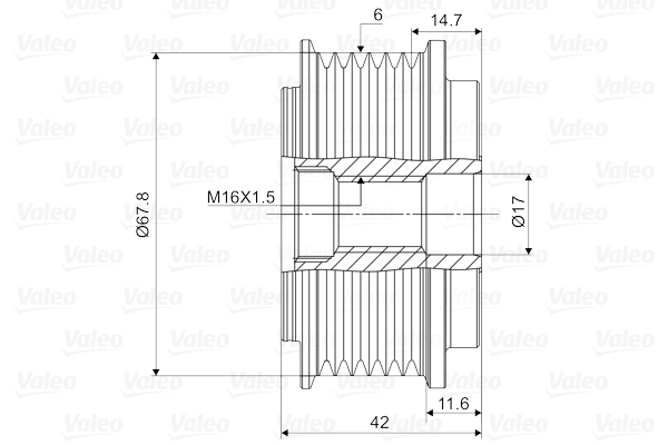 Fulie alternator potrivit VOLVO C30, S40 I, S60 I, S70, S80 I, S80 II, V60 I, V70 II, XC70 I, XC90 I; VW LT 28-35 II, LT 28-46 II, TRANSPORTER T4 1.8-2.9 09.95-12.15 [4]