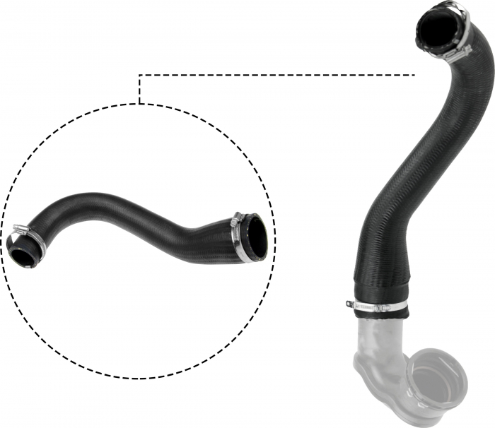 Furtun Intercooler Dreapta (Fata Inferior, diametru 37 58mm, lungime 430mm, negru) potrivit CHEVROLET CRUZE, ORLANDO; OPEL ASTRA J, ASTRA J GTC, CASCADA, ZAFIRA C 1.4 1.4LPG 2.0D 09.09-