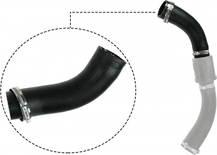 Furtun Intercooler (Partea de admisie, diametru 45 47,5mm, lungime 243mm, negru, scurt) potrivit FORD TRANSIT 2.4D 04.06-08.14