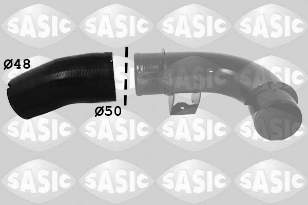 Furtun Intercooler (Partea evacuarii, diametru 48mm, negru) potrivit FIAT BRAVO II; LANCIA DELTA III 1.6D 1.9D 11.06-12.14