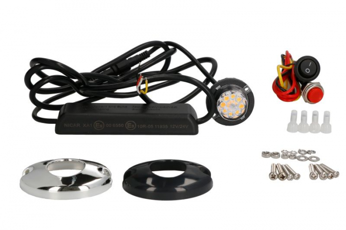 Girofar (portocaliu, 12 24V, LED, 6W, 2-puncte montare, numar programe: 3, 1 piesa, lungime cablu; 0,4m)