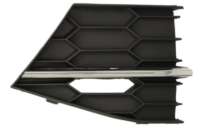 Grila bara fata dreapta cu ornamente cromate, plastic, negru potrivit skoda superb iii 2015-2019