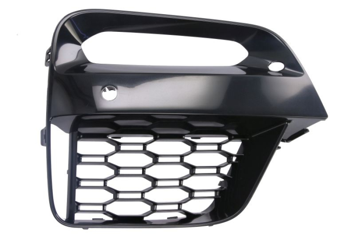 Grila bara Fata Dreapta deschis, pachet M, cu orificii senzori parcare, plastic, negru-mat potrivit BMW X3 G01, X3 G01, F97, G08, X4 G02, F98 08.17- 10.17-