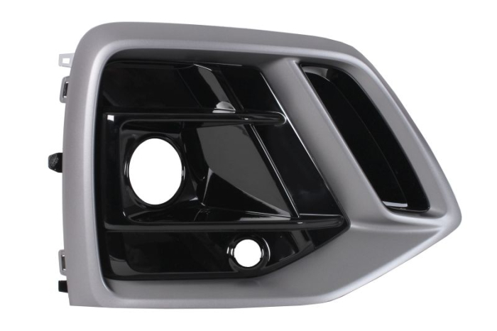 Grila bara Fata Dreapta RS, cu orificii senzori parcare, plastic, negru lucios titan potrivit AUDI Q5 06.16- 01.17-10.20