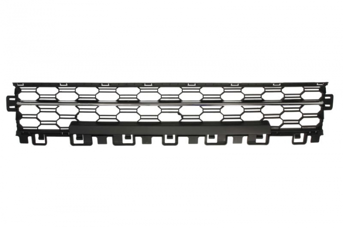 Grila bara fata stanga mijloc, with slat holes, plastic, negru potrivit skoda octavia iv dupa 2019