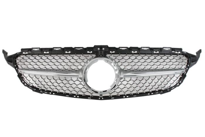 Grila radiator cu orificii camera, crom argintiu potrivit MERCEDES C-KLASA W205 12.18-02.21