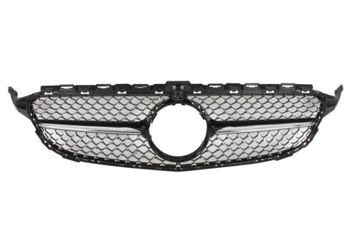 Grila radiator cu orificii camera, negru crom potrivit MERCEDES C-KLASA W205 12.18-02.21