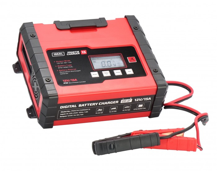 Incarcator acumulator auto PRAKTIK CHARGER 15 LCD, tensiune incarcare: 12 V, curent incarcare: 2/8/15A, sursa alimentare: 230V, tip Acumulator: AGM/EFB/GEL/MF/WET [3]