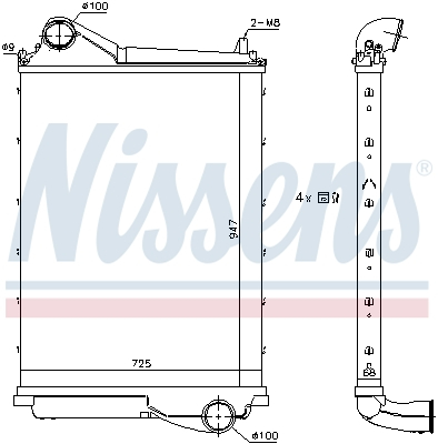 Intercooler potrivit VOLVO FM, FM II, FMX, FMX II D11A-370-G13C460 dupa 2005 - (diametru admisie 100 mm) [3]