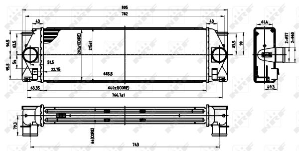 Intercooler MERCEDES SPRINTER 3,5-T (906), SPRINTER 3-T (906), SPRINTER 4,6-T (906), SPRINTER 5-T (906); VW CRAFTER 30-35, CRAFTER 30-50 1.8-3.0D dupa 2006