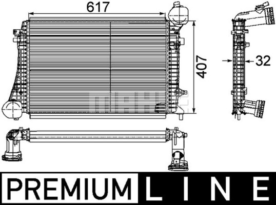 Intercooler potrivit AUDI A3; SEAT ALTEA, ALTEA XL, LEON, TOLEDO III; SKODA OCTAVIA II, SUPERB II; VW CADDY III, CADDY III MINIVAN, GOLF PLUS V, GOLF V, JETTA III, PASSAT B6, TOURAN 1.9D 05.03-