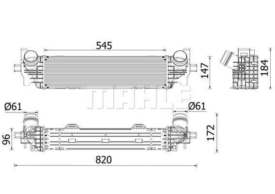 Intercooler potrivit BMW Seria 5 (G30, F90), 5 (G31), 6 GRAN TURISMO (G32), 7 (G11, G12) 2.0-3.0DH 07.15-