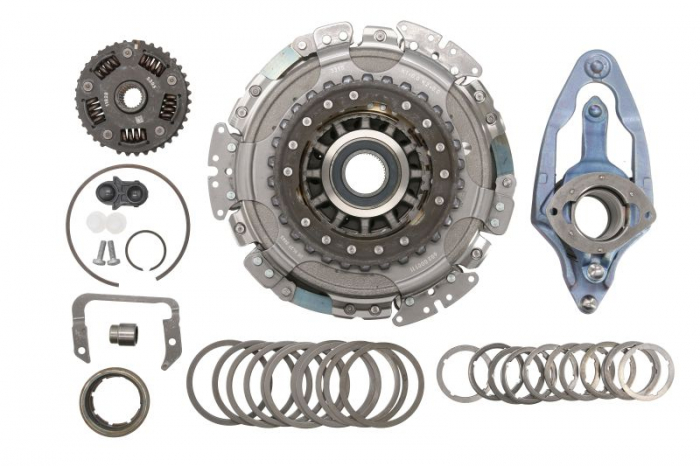Kit ambreiaj cu placa dubla, cu rulment (Cu capac ambreiaj; Cu maneta cilindrului cu ambreiaj sclav; cu placa de presiune; cu rulment; Transmisie dublu ambreiaj) potrivit AUDI A1 1.2-2.0 05.03-0
